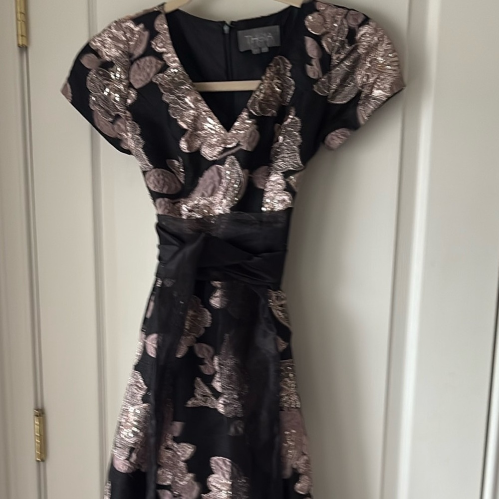 Theia Pink Embellished Maxi Dress A-line Cocktail